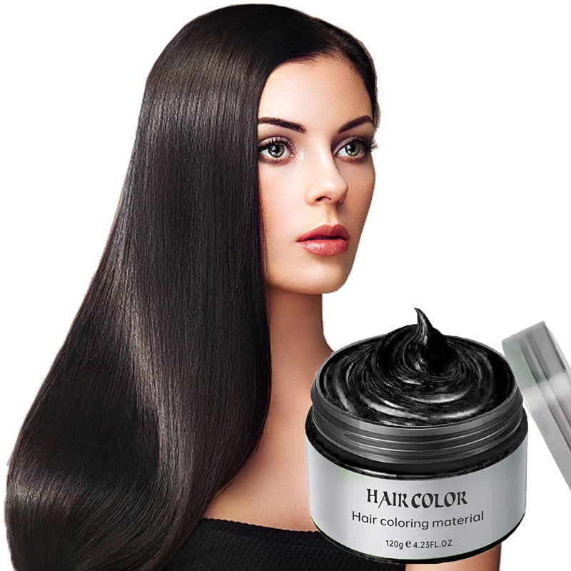 Acosexy Black Hair Spray,Temporary Hair Color Dye,Hair Color Spray Wax, Natural Hair Coloring Wax Material Disposable Hair Styling Clays Ash for Cosplay,Party,Masquerade, Halloween.etc (Black, 1 Pack) - Image 1